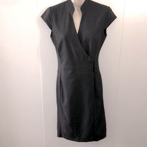 Calvin Klein Dress-Fold-over style midi in grey sz. 4 fully lined-like new!